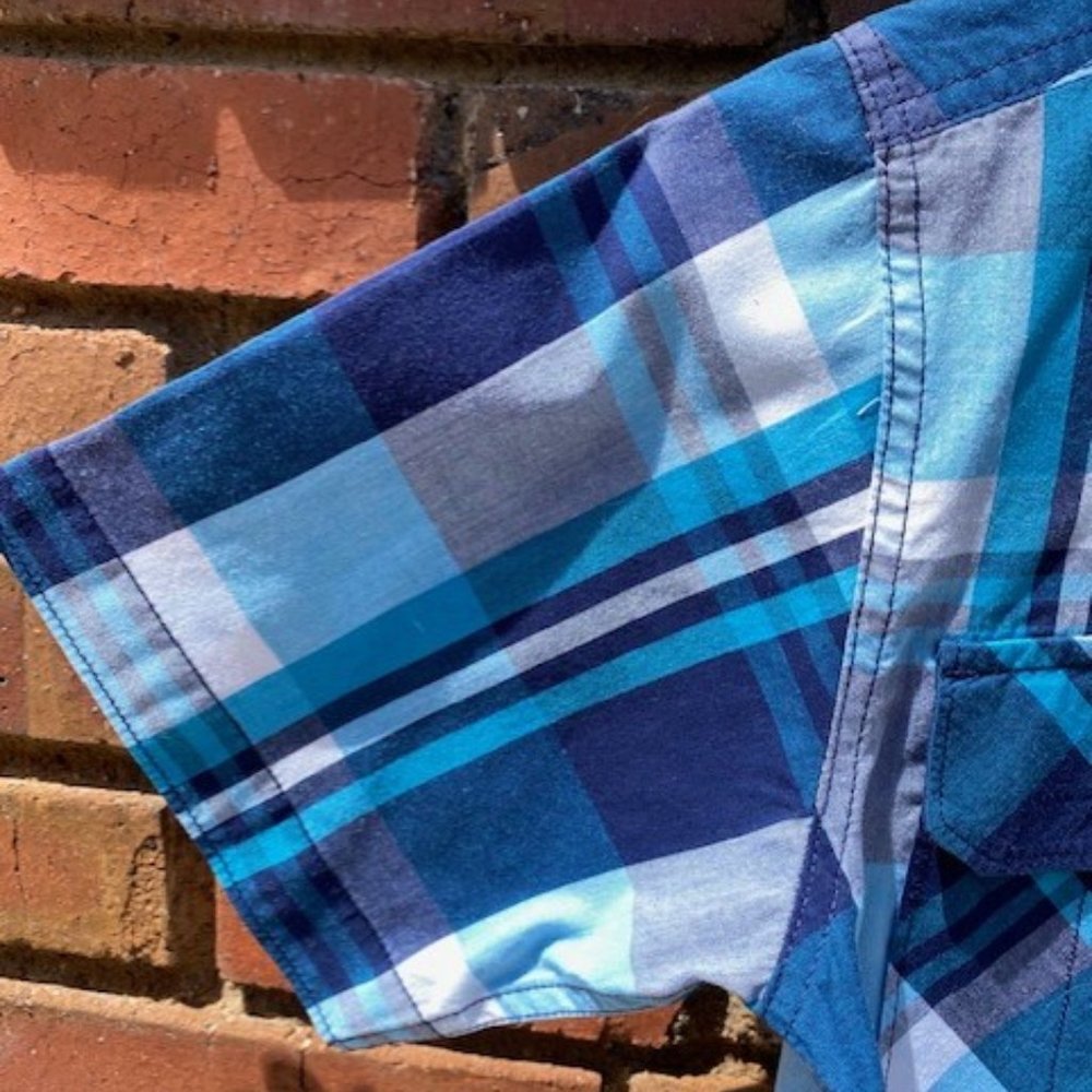 Boys Blue Plaid Button Shirt - Picture 4 of 6